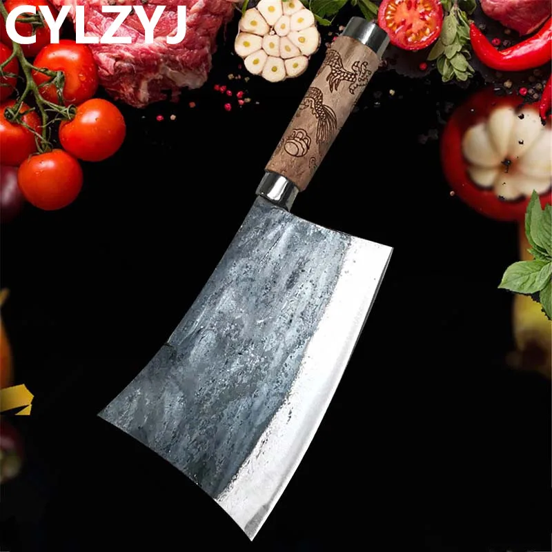 

Forged Kitchen Bone Knife Butcher Firewood 1 KG Chopping Knife Handmade Durable Hard Blade Chopper Kithen Knife Forged Cleaver