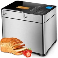 KBS Pro Stainless Steel Bread Machine, 2LB 17-in-1 Programmable XL Bread Maker with Fruit Nut Dispenser 1