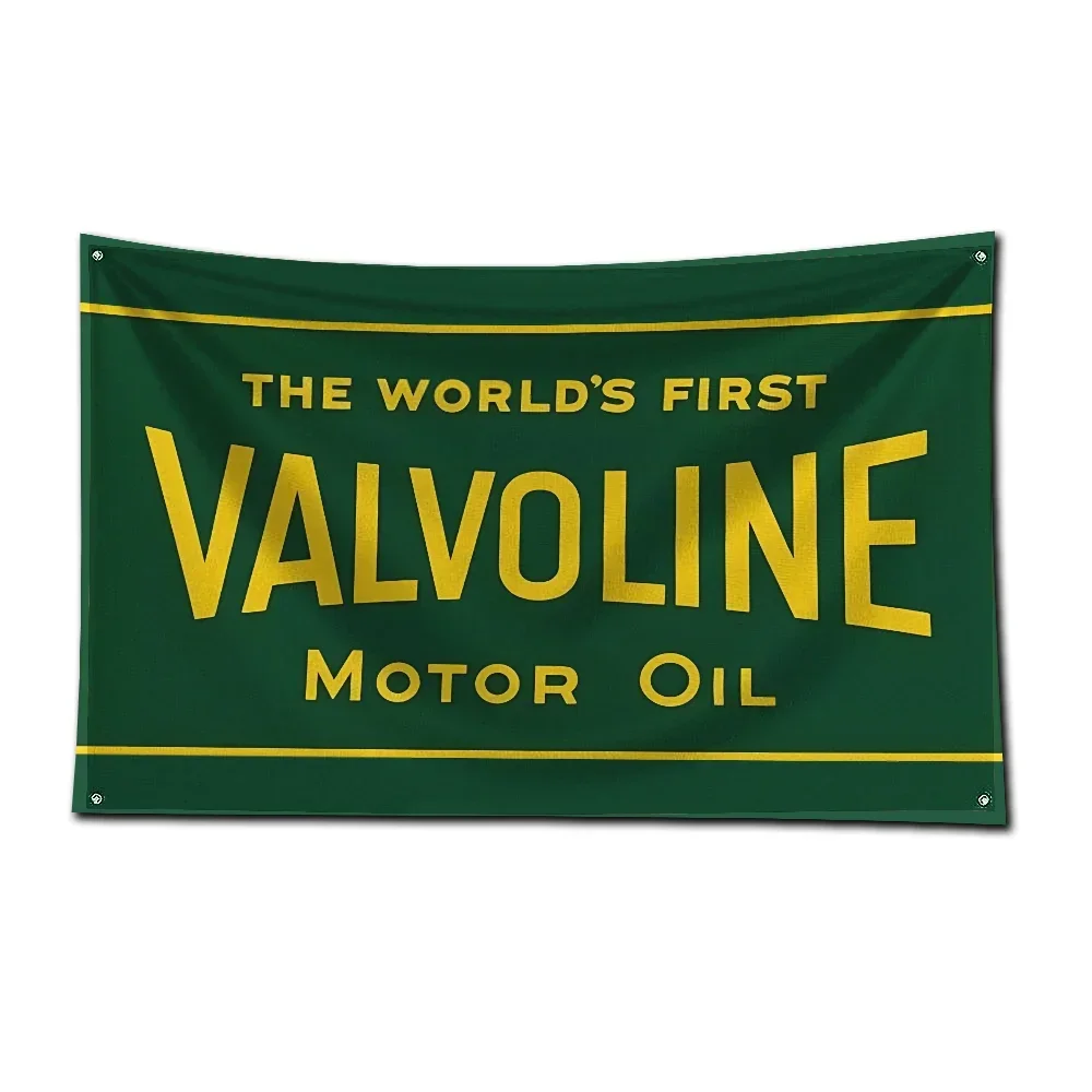 3x5 Ft V-Valvolines Oil Flag Polyester Digital Printing Banner for Garage Wall Art Out Door Decoration With Brass Grommets