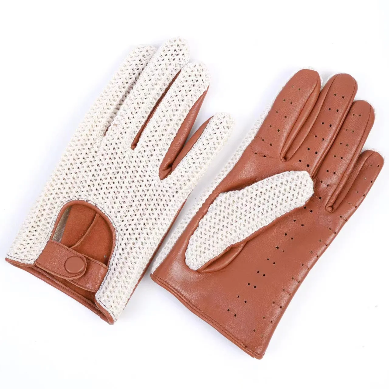 Autumn Winter Men's Wool Knitted Goatskin Touch Screen Gloves Locomotive mitten Car Driving Genuine Leather Motorcycle Gloves