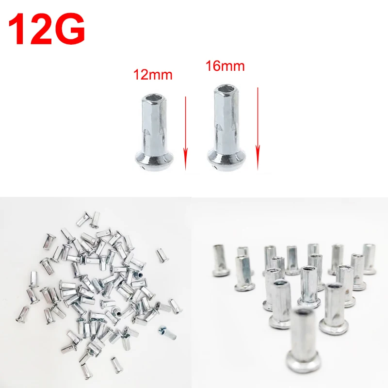 50Pcs/Lot Bicycle Spoke Nipples 14G 13G 12G 10G Silver Black 12/14/16mm Galvanize Bike Spoke Nuts for MTB E-Bike bicycle parts bike spokes nipples