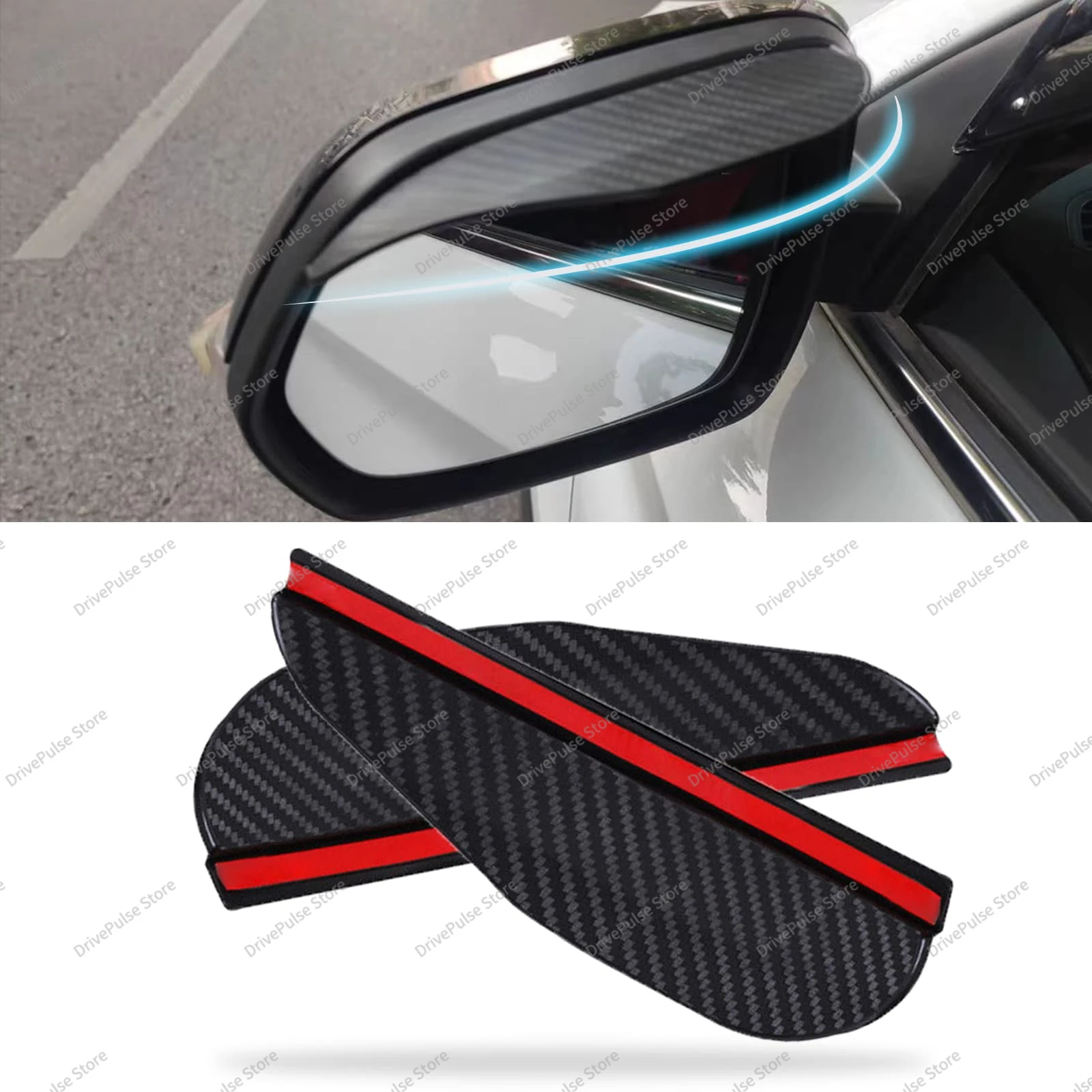 2PC Carbon Fiber Mirror Rain Guards & Sun Shades-Anti-Glare Visors for Clear Vision, Car Accessories