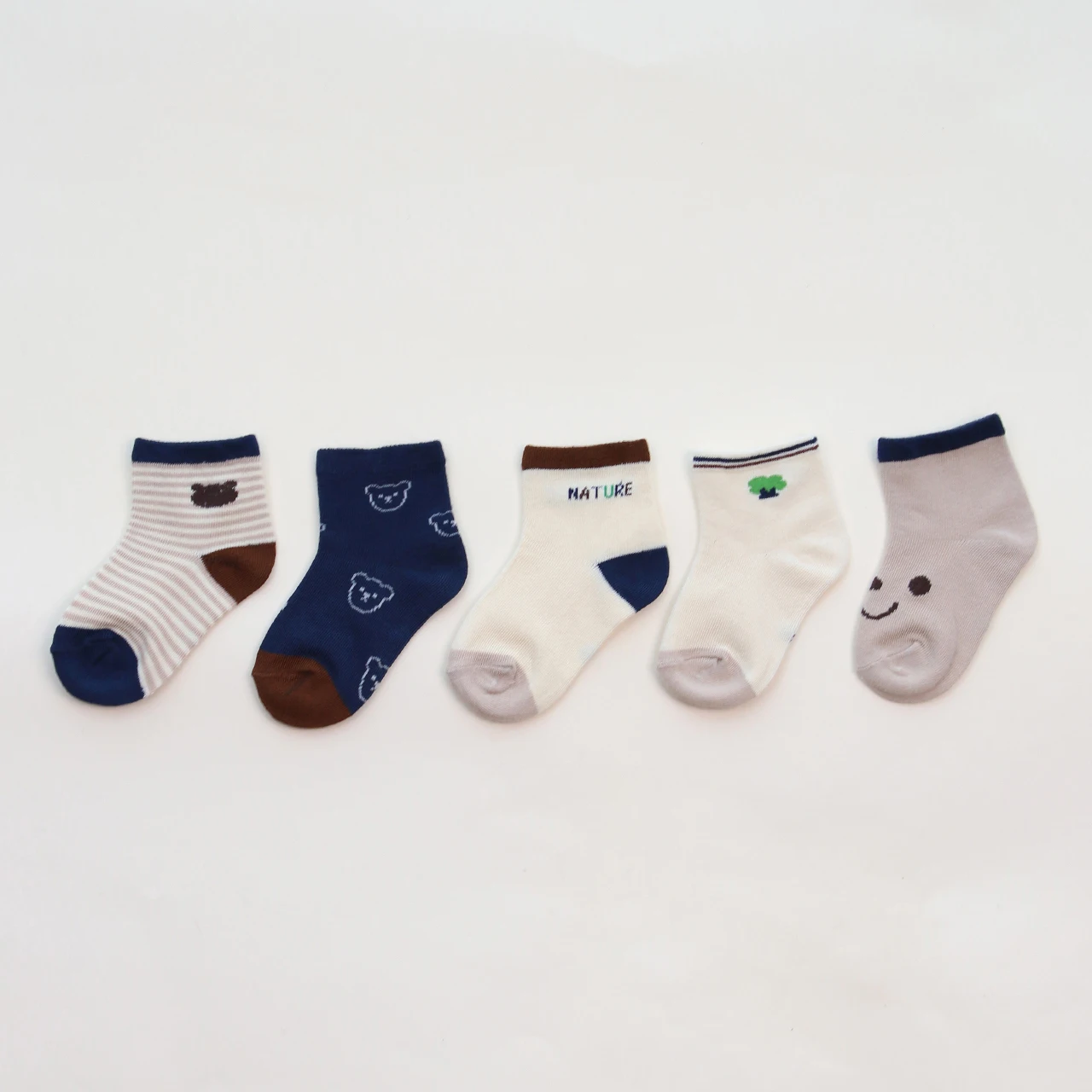 5 Pairs Summer Cotton Socks for Boy Girl Cute Cartoon Thin Breathable Baby Middle Tube Socks Fashion Stripe Kids Socks 0-3 Years 5