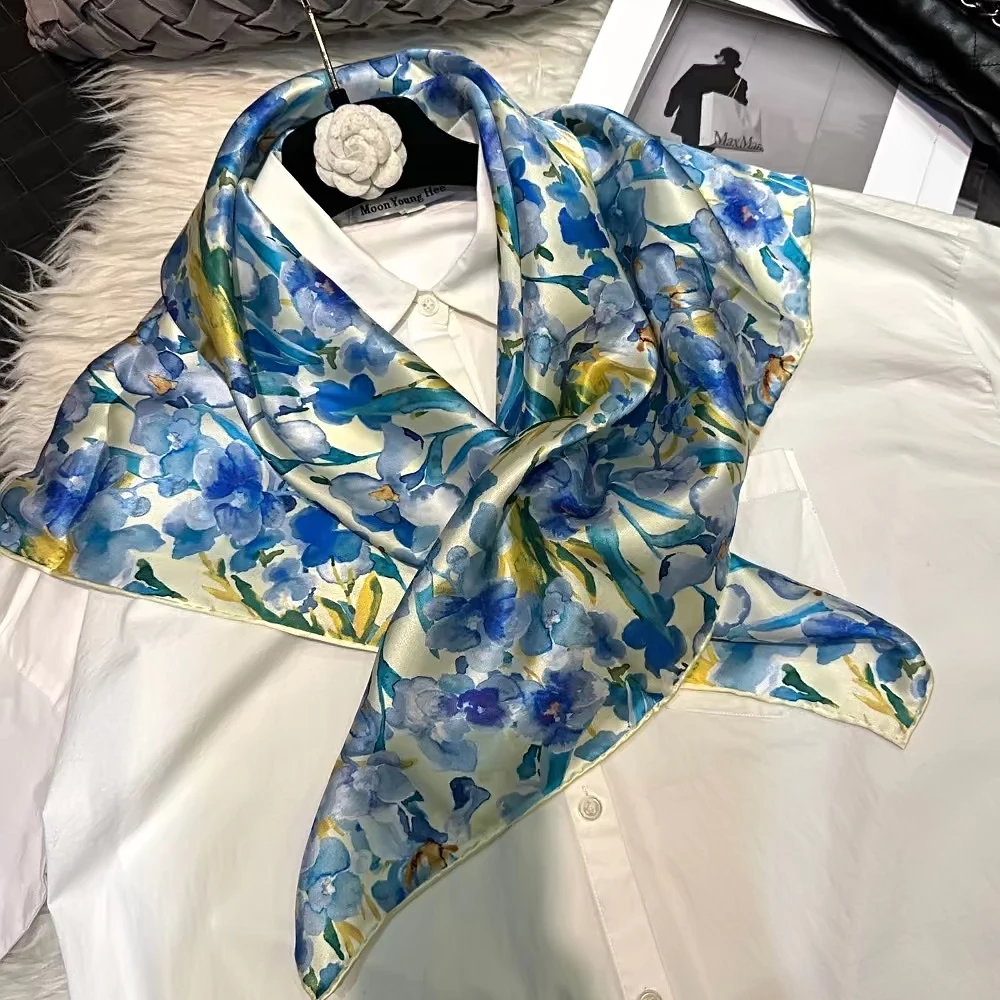 Sciarpa Grande In Seta 90x90 Cm – Stampata, Leggera, Multifunzione – Per Donna