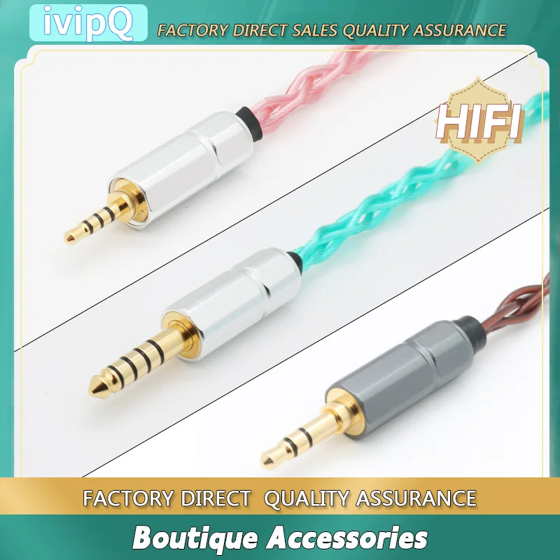 ivipQ Lightweight HIFI IEM Cable Multi Strand Frozen Single Crystal Copper 3.5/2.5/4.4mm MMCX/2Pin for Yume Ultra Winter Galileo