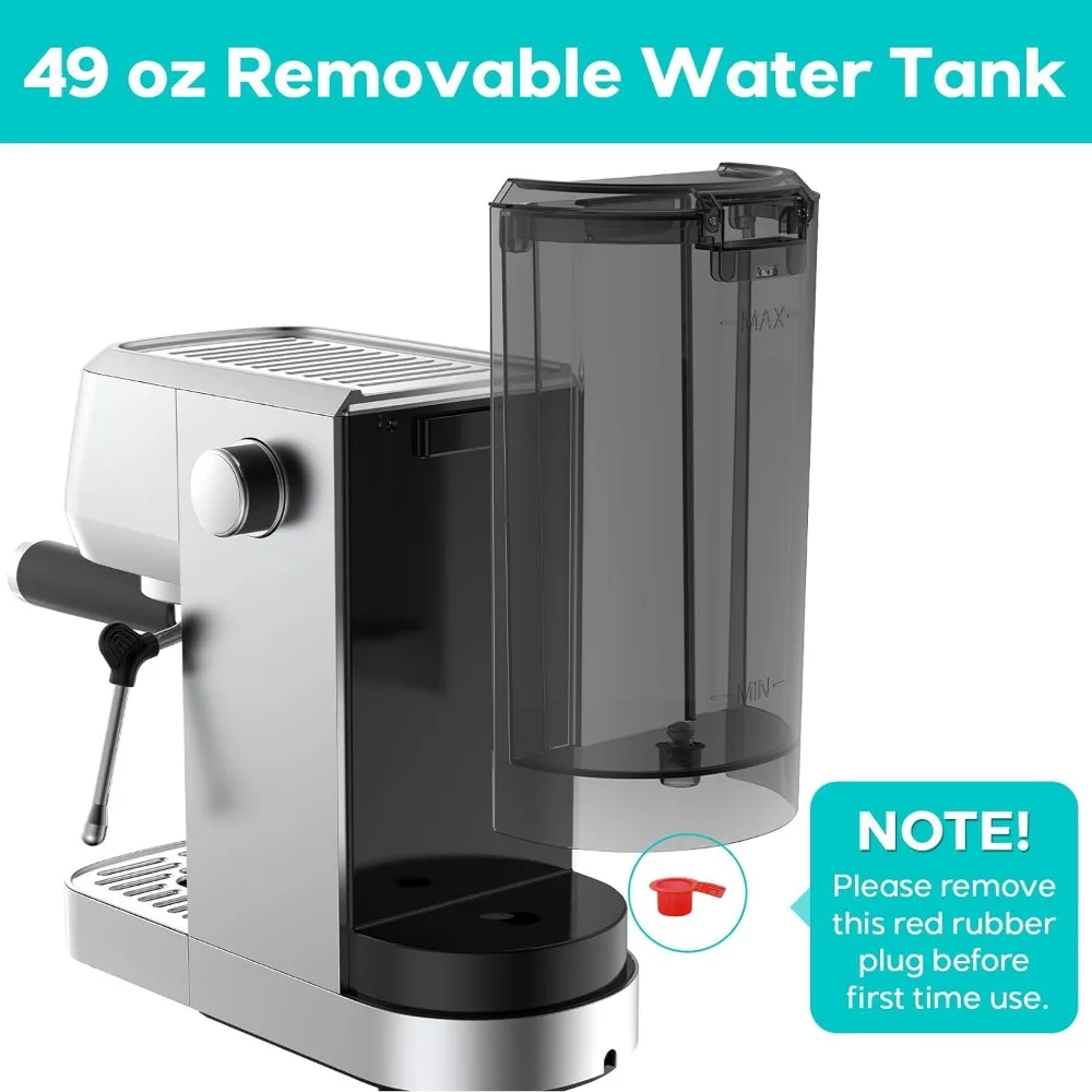 Espresso Machine 20 Bar, Professional Espresso Maker Cappuccino Machine with Steam Milk Frother, Stainless Steel Espresso 5