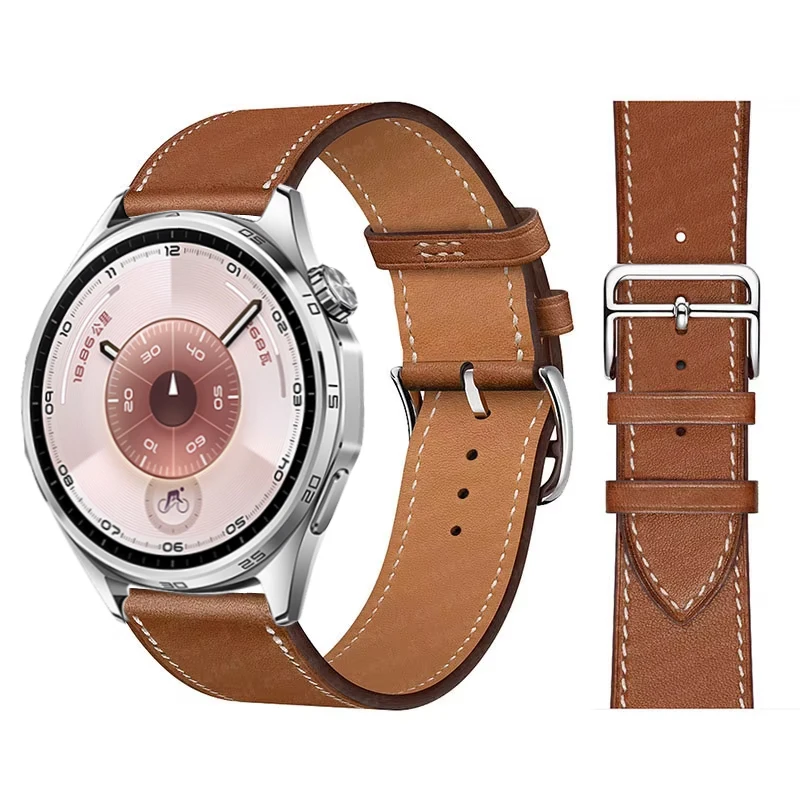 Elegant Leather Wristband Replacement for Smartwatches - 20mm/22mm Strap Bracelet