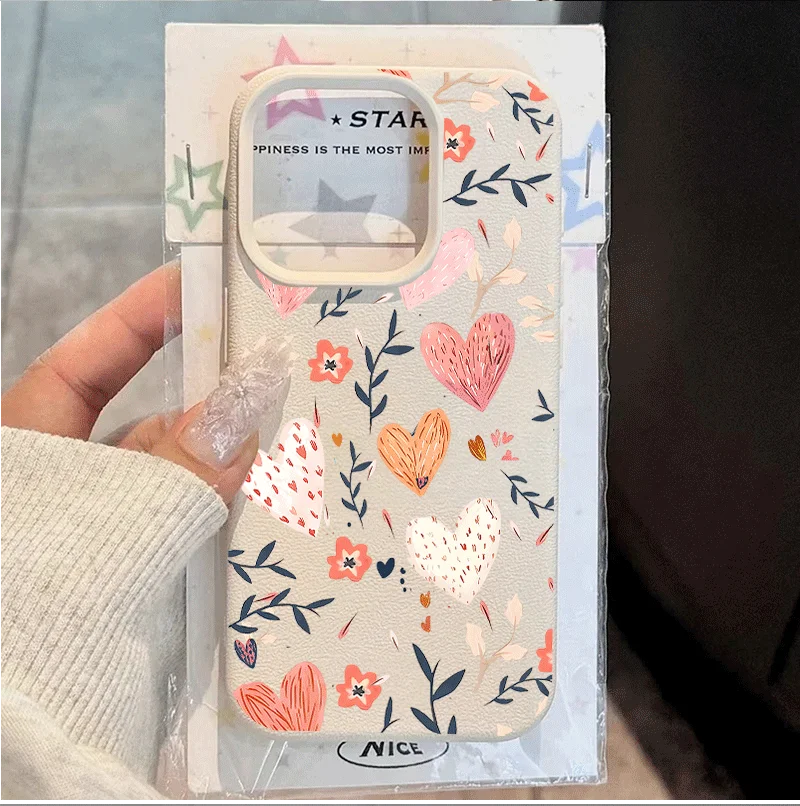 Luxurious Beaded Flower Lychee Texture Phone Case