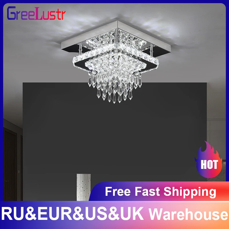 Crystal LED Ceiling Lamps K9 Living Room Stainless Steel Chandelier Luminaire For Hallway Aisle Plafon Lustres Lighting Fixtures led chandelier ceiling chandelier art lighting fixtures