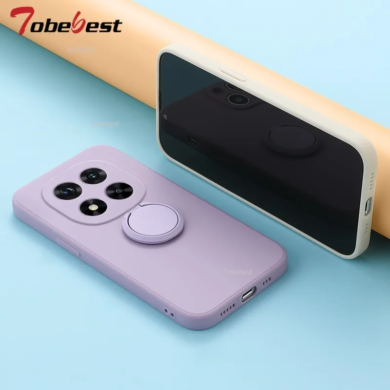 Silicone Square Soft Back Cover with 360° Finger Ring Phone Holder