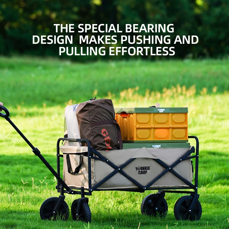 Collapsible Folding Utility Beach Wagon Cart Heavy Duty Large Capacity Fold Wagon Outdoor Trolley Portable Camping Cart Folding Hand Truck