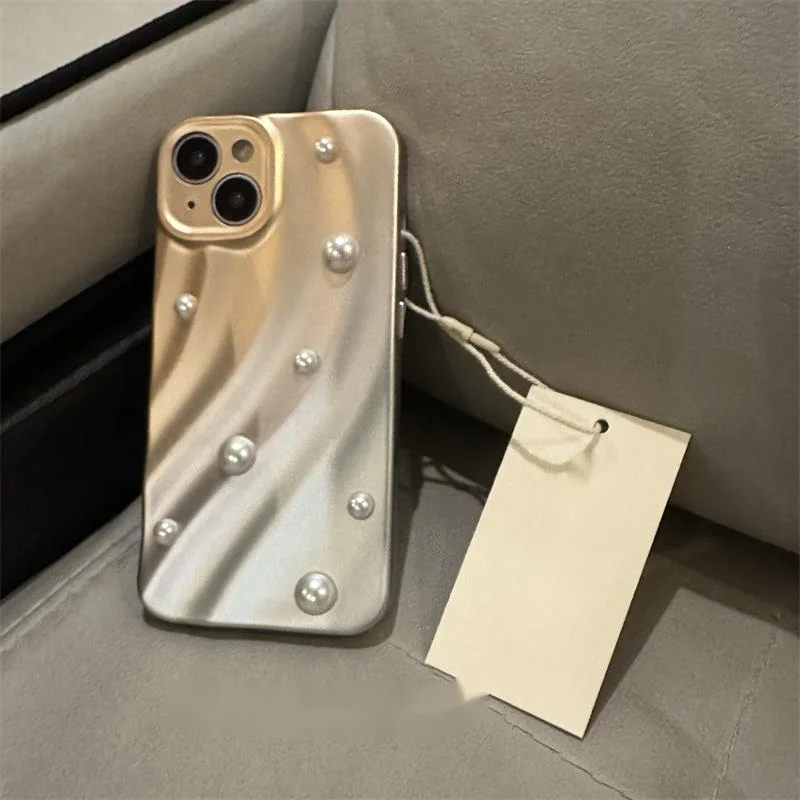 Faltige Perle Mädchen Herz Herbst/Winter Luxus Geeignet für iPhone 15 Telefon Fall 14 Pro Personalisierte 12 Vielseitig 11/13_voghion.com