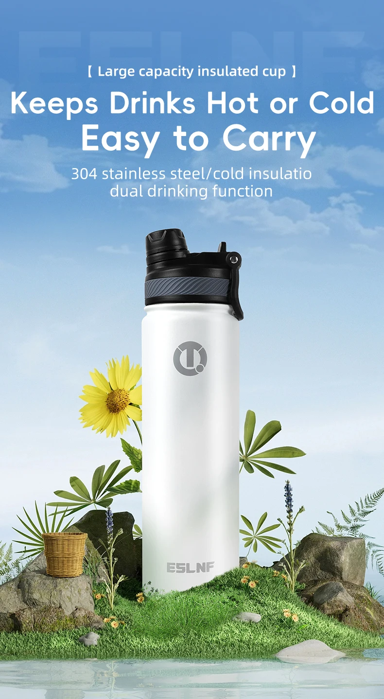 ESLNF 650 ml Fahrrad 304 Edelstahl Wasserflasche Radfahren Thermosflasche Halten Sie heiß und kalt Sport Wasserbecher Wasserkocher – Detail 1