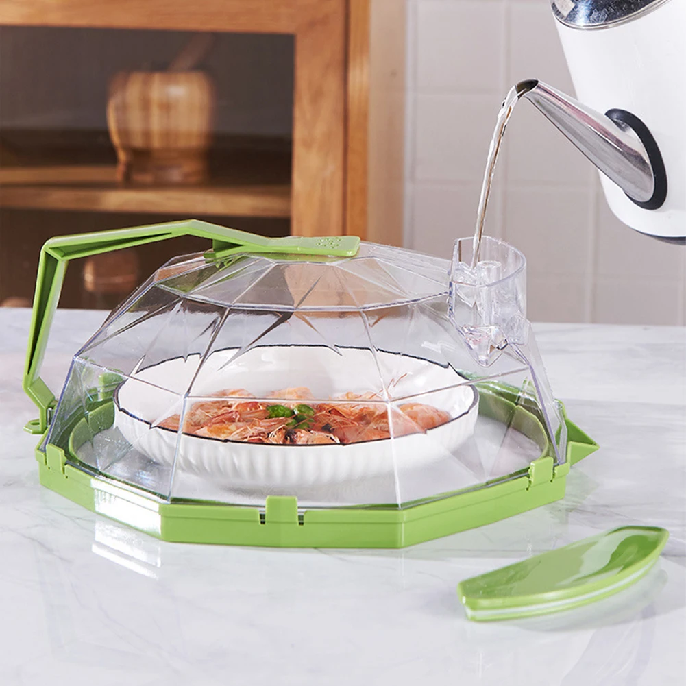 Description Picture 5 of itemTransparent Splatter Guard with Handle & Water Storage Box Microwave Plate Cover Lid for Keeps Microwave Oven Clean