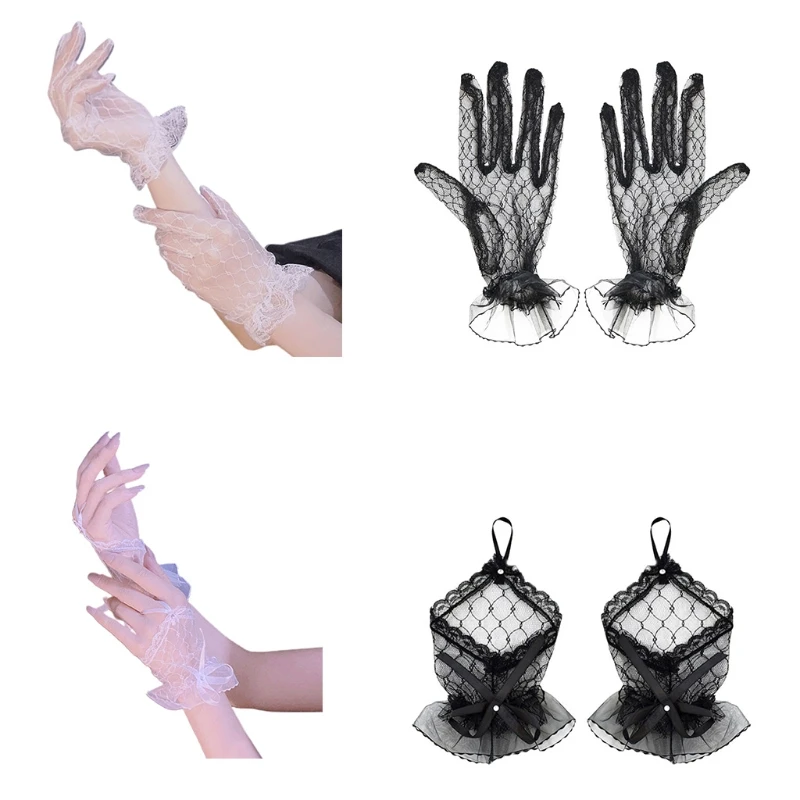 

Summer Women Gloves Stretchy Sexy Lace Short Mittens Elegant Lady Driving Gloves Drop Shipping