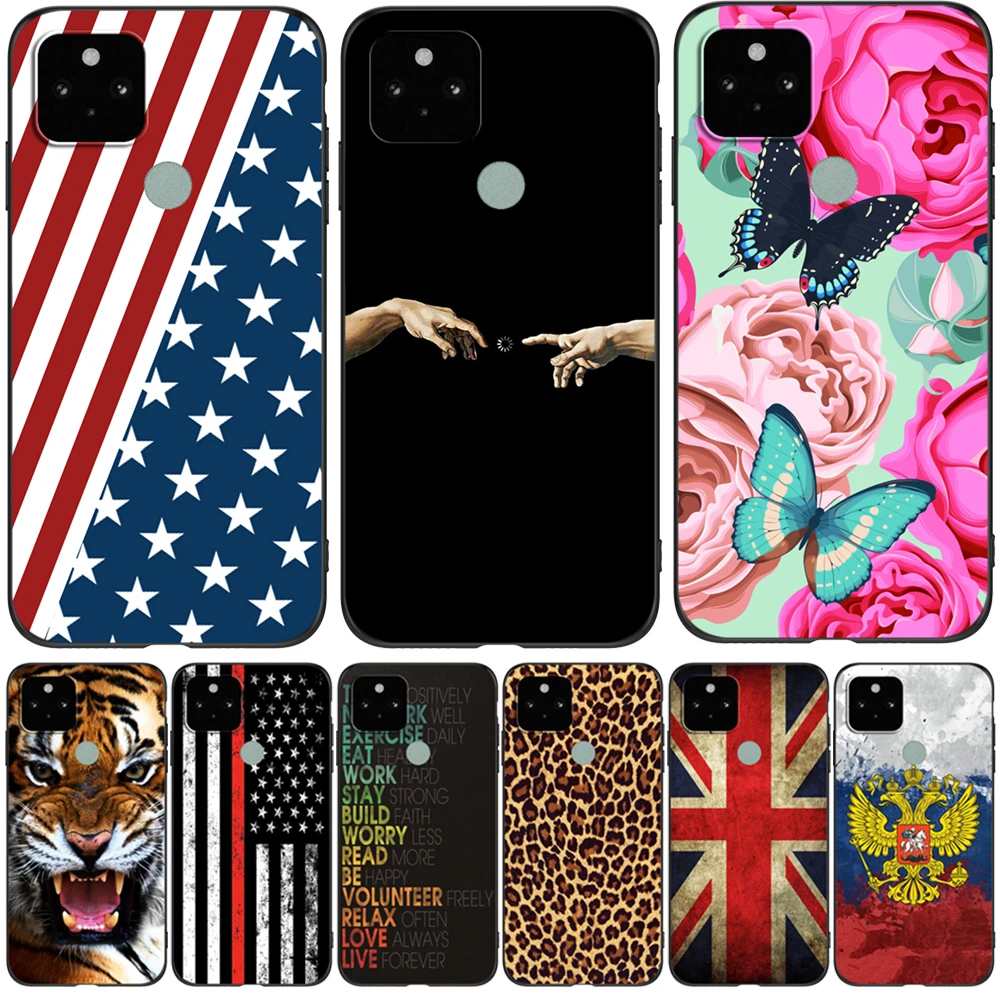 Per Google Pixel 5 Custodia Per Google Pixel 5A 5G Custodia Su Pixel 5 Xl 5G 4G Custodia Pixel5 A 5Xl Custodia In Tpu Nero Uk Usa Flag Skull Wolf