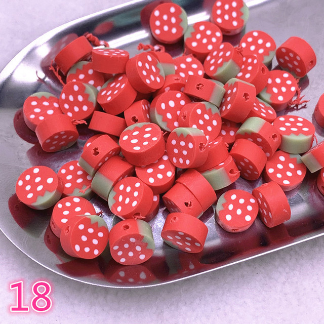 10mm Color Fruit Beads Polymer Clay Beads Polymer Clay Spacer Loose Beads for Jewelry Making DIY Bracelet Accessories