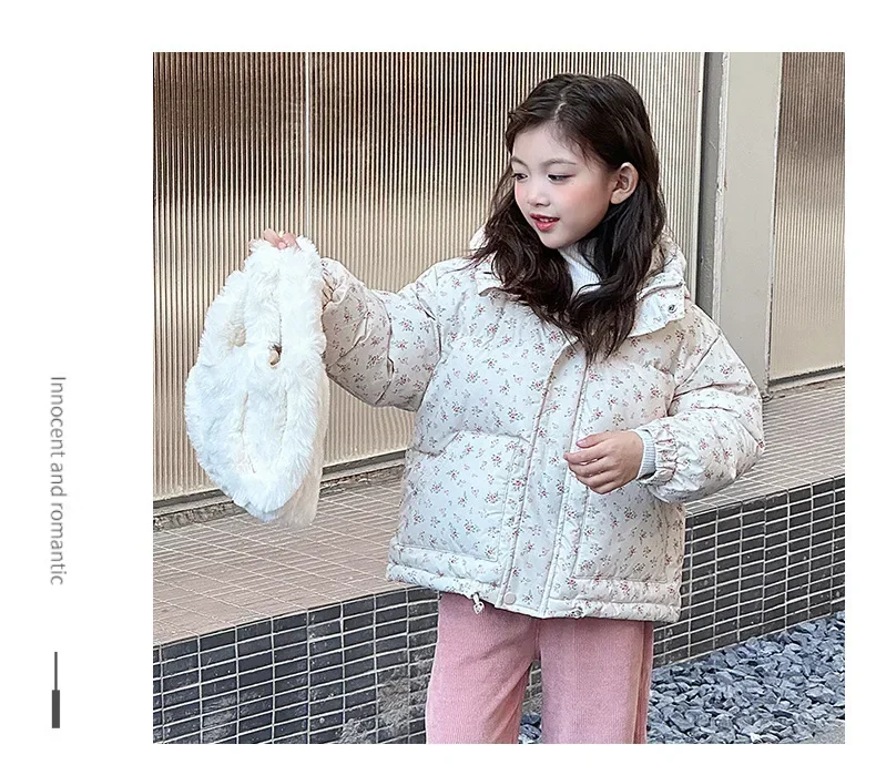 Children Jackets Girls Coat Winter Clothes Girl Floral Cotton Jacket New Fashion Childrens Cotton Jacket Thickened Winter