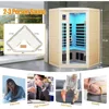 Far Infrared Wooden Sauna Room, 2-3 Person Home Sauna, Canadian Hemlock Indoor Corner Sauna Spa, 7 Low EMF Heaters, 2 Bluetooth 6