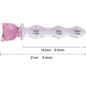 Glass Dildo Butt Plug, Glass Pleasure Wand, Heart Shape Crystal Massager Anal Sex Toys for Women Men Couple 3