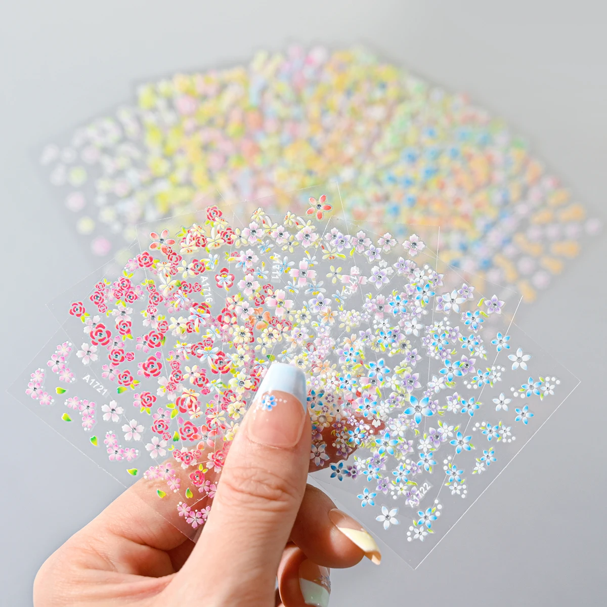 24pcs/set 3D Colorful Love Heart Flowers Nail Art Stickers Self-Adhesive Slider Design DIY Manicure Nail Decorations Stickers