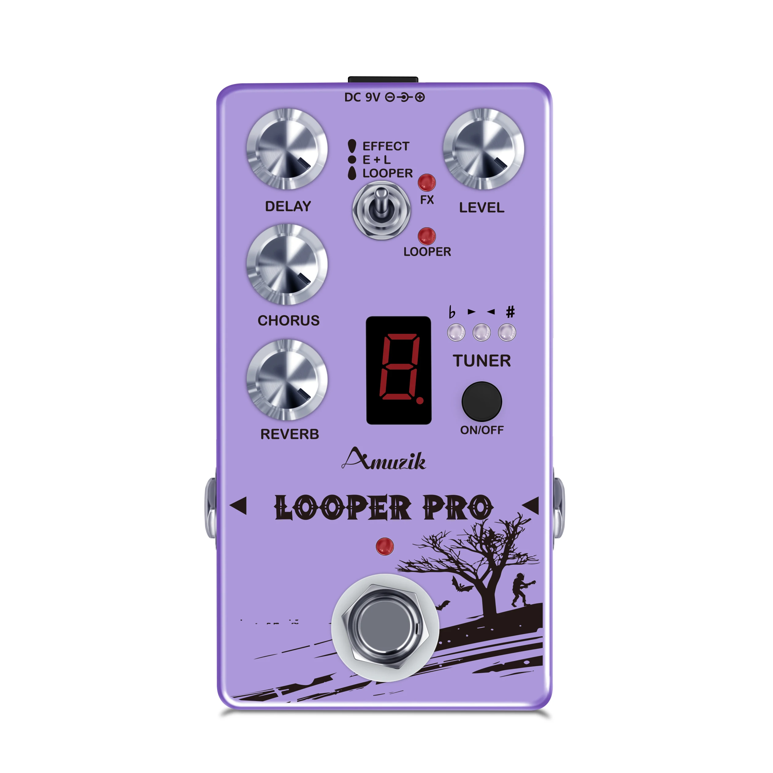 Amuzik Looper Pro Multi-Effect Guitar Pedal Bass Pedal with Reverb