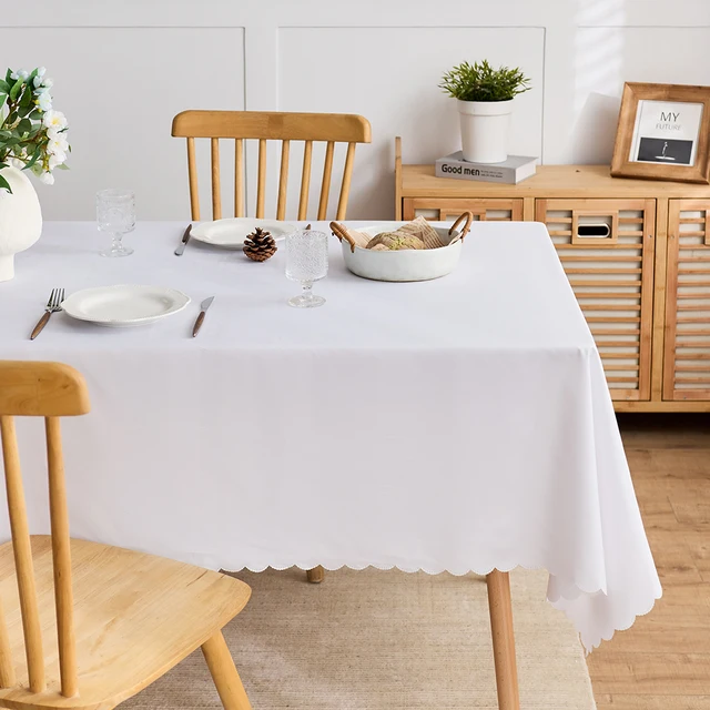 Nappe blanche pour dîner à domicile, couverture de table surdimensionnée pour banquet de mariage, couverture de fête en plein air, décoration d'hôtel 4