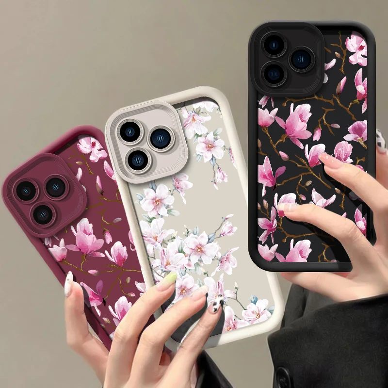 Elegant Floral Soft Silicone Matte Phone Case Cover