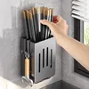 1pc Kitchen Chopsticks Holder Multifunctional Hanging Utensil Drying Rack Hooks No Drilling Wall Mounted Spoon Fork Holders 4