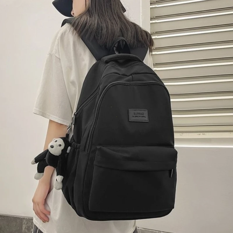 Solid Color Backpack Women Multi-pocket College Book Bag Casual Laptop Backpacks Men Schoolbag For Teenage School Bags For Girls