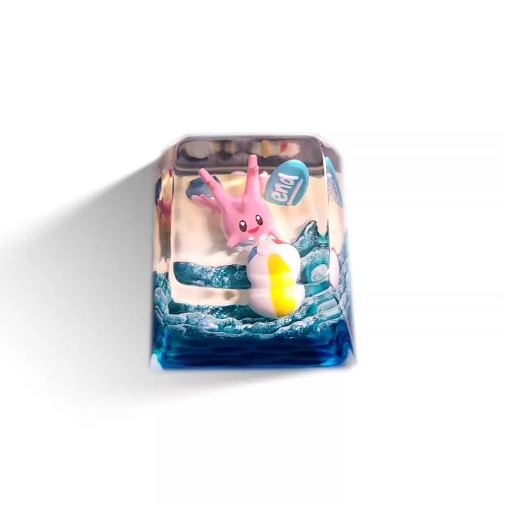 PTCG Pokemon Keycap Mechanical Keyboard Resin Transparent Stereoscopic Keycap Beach series Maushold Togepi Squirtle Fourth Wave