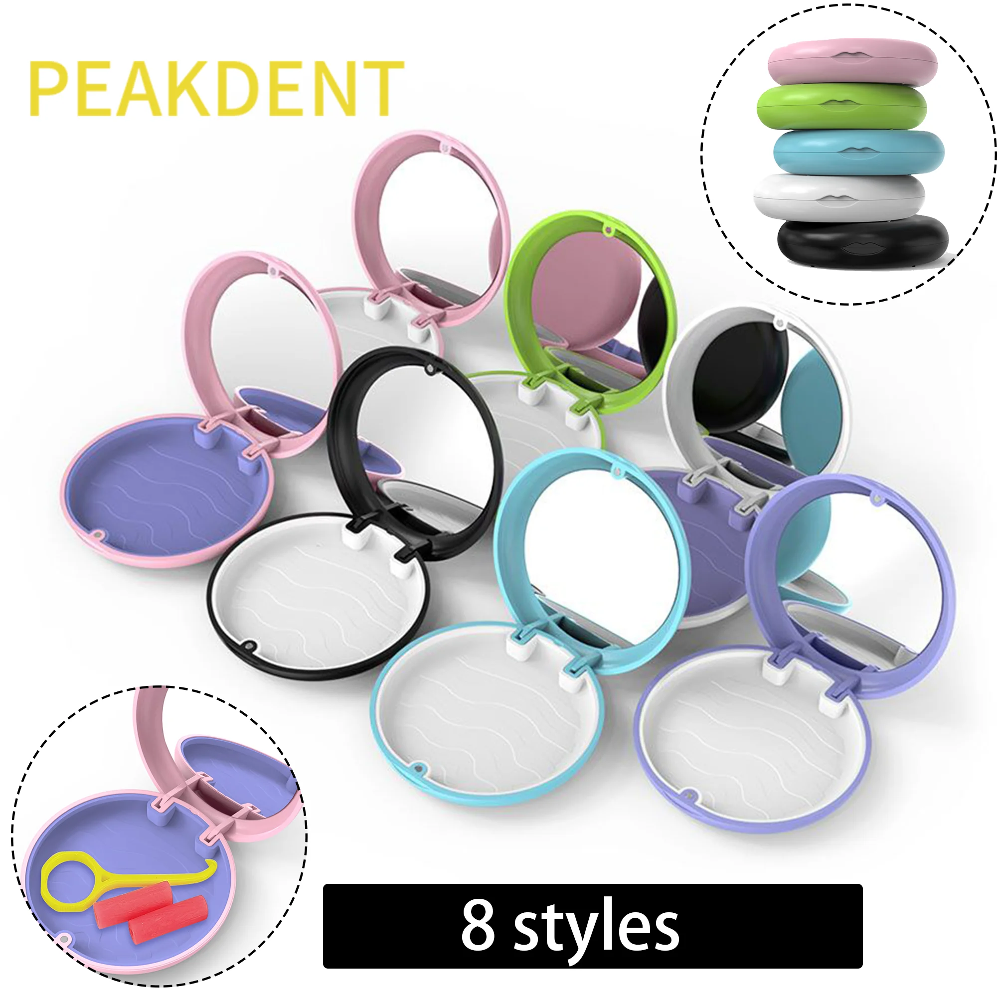 

1Pc Braces Orthodontic Case Dental Retainer Box Portable Fake Teeth Box Tooth Case With Mirror Travel Denture Storage Box