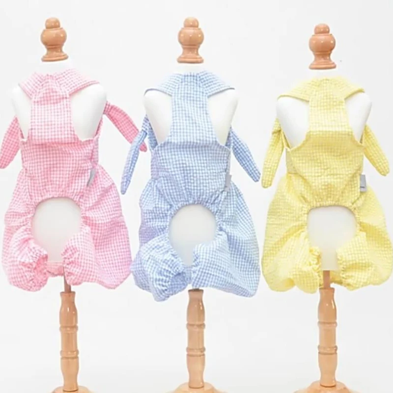 Cute Pet Skirts Spring and Summer New Puppy Clothes Teddy Pomeranian Cartoon Funny Creative Pumpkin Plaid Culottes