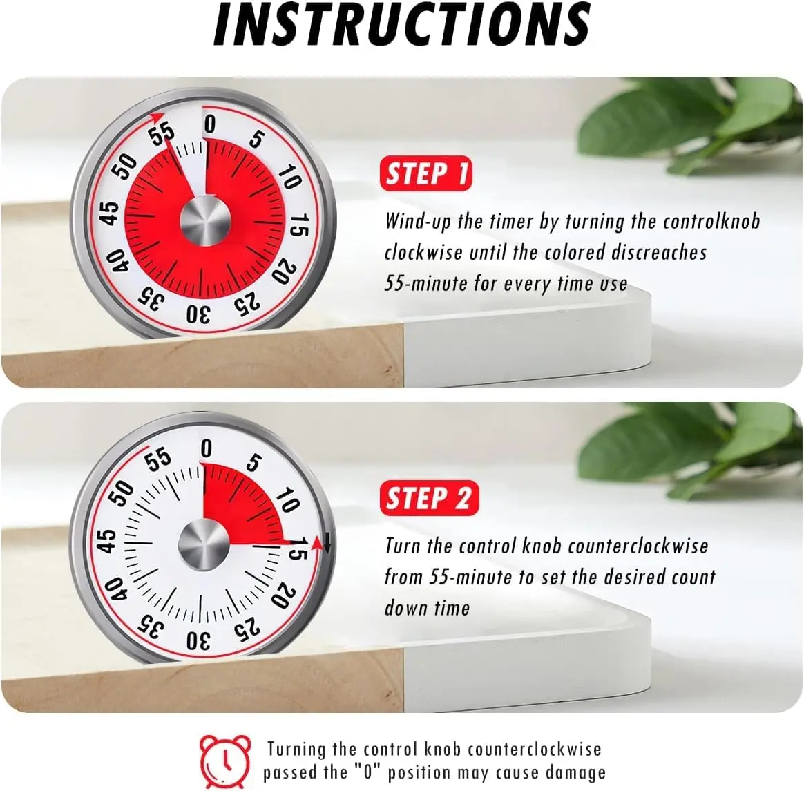 Magnetic Visual Countdown Kitchen Timer