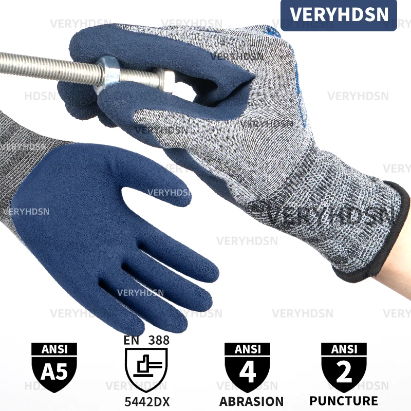 Anti cut gloves Work gloves Cut resistant gloves Nitrile gloves Protective gloves 3pairs High Performance Safety Work Gloves For Men&Women Multi-Purpose Firm Non-Slip Grip Nitrile Foam Coated