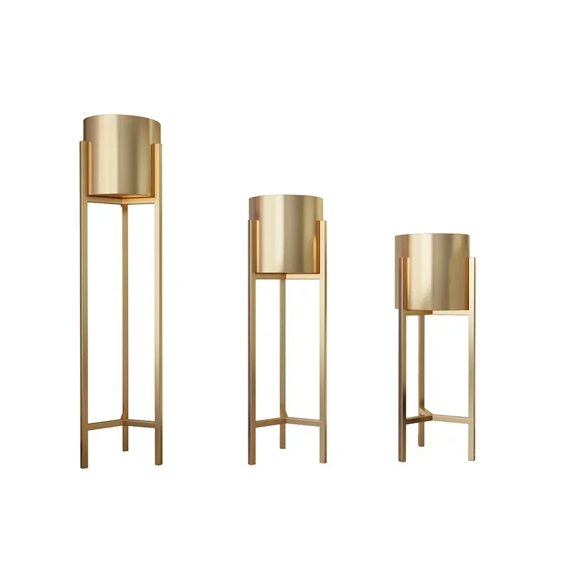 Nordic Gold Flower Rack Indoor Light Luxury Iron Flower Pot Rack Home Living Room Floor Standing Gold Decorative Storage
