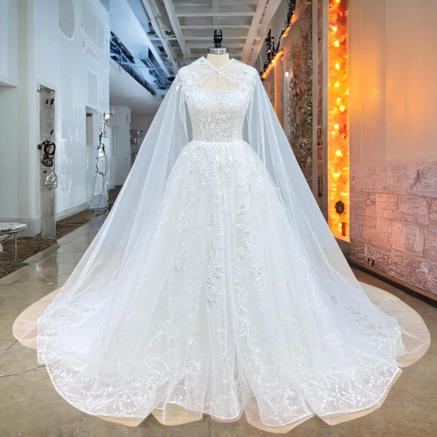 Shiny Beading Wedding Dresses Backless With Shawl Sequins A-Line Bridal  Gowns | eBay