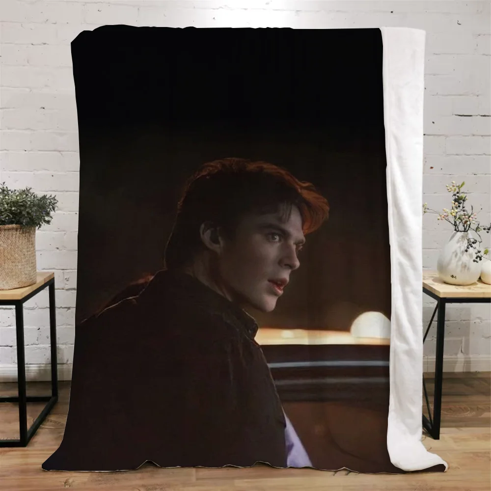 The Vampire Diaries Damon Salvatore Thick Blankets for Winter Blanket Microfiber Bedding Fluffy Plaid Home and Decoration Throw 3