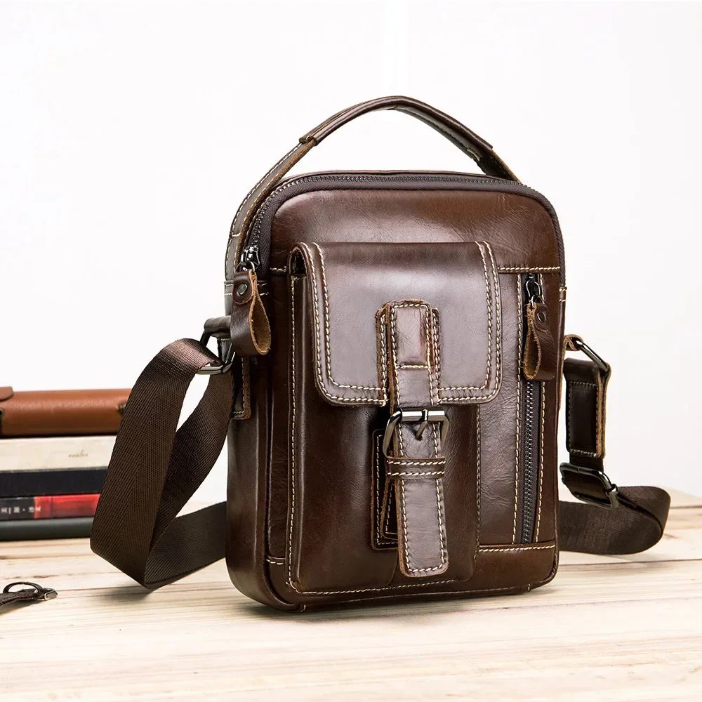 LAOSHIZI LUOSEN 2024 Brand Genuine Leather Shoulder Bag Men