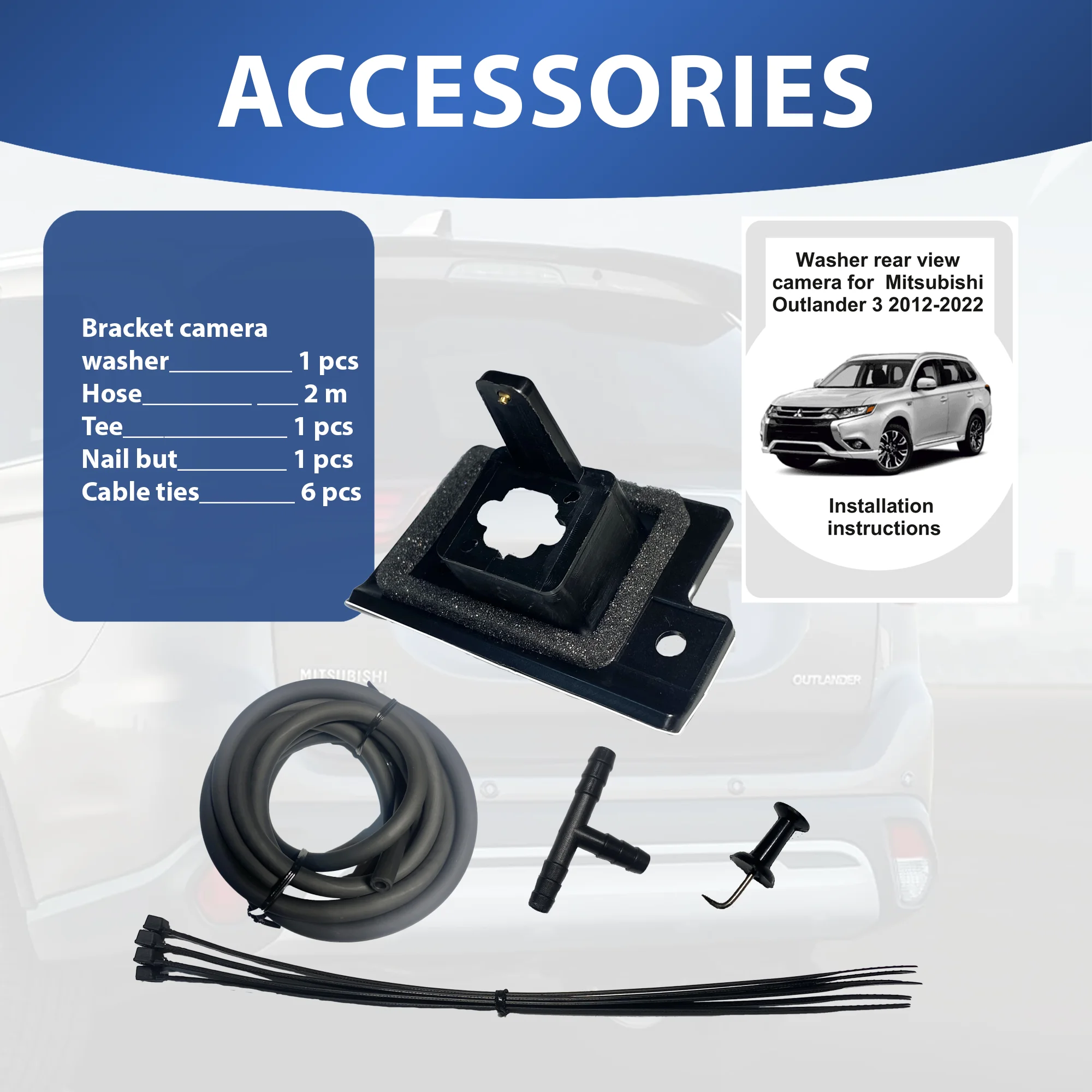 For Original Mitsubishi Outlander 3 2012- Car Parking Assist Rear View Camera washer automatical cleaner