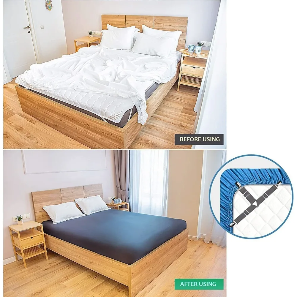Bed Sheet Fasteners Clips Adjustable Triangle Elastic Suspenders Gripper Holder Straps Sheet Clip for Bed Sheets Mattress Covers