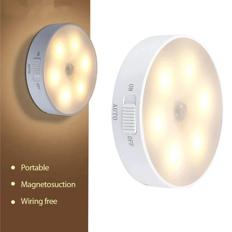 Motion Sensor Light Led USB NightLights Rechargeable Lamp for Bedroom Staircase Hallway Wardrobe Cupboard Lighting
