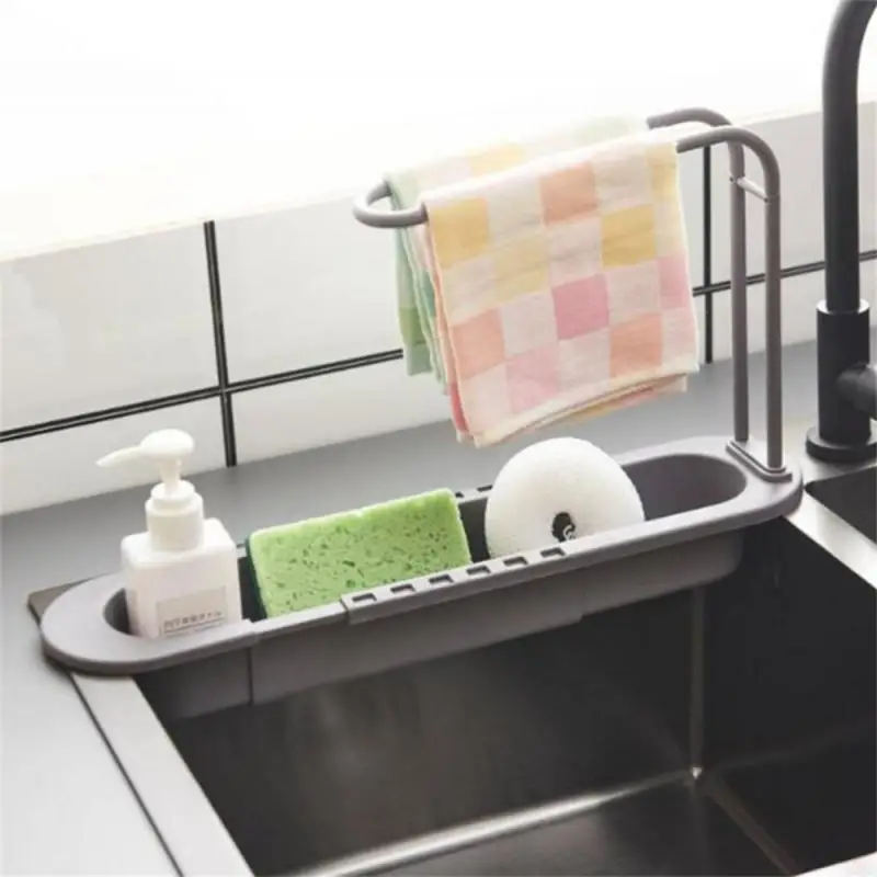 1pc Pink Retractable Universal Sink Shelf For Dish Drying Rack & Utensil  Holder For Kitchen Organizer