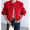 TRAF Red Zipper Bomber Jackets for Women Soft Cropped Jackets Woman 2024 Long Sleeve Woman's Sports Jacket New in Outerwears 6