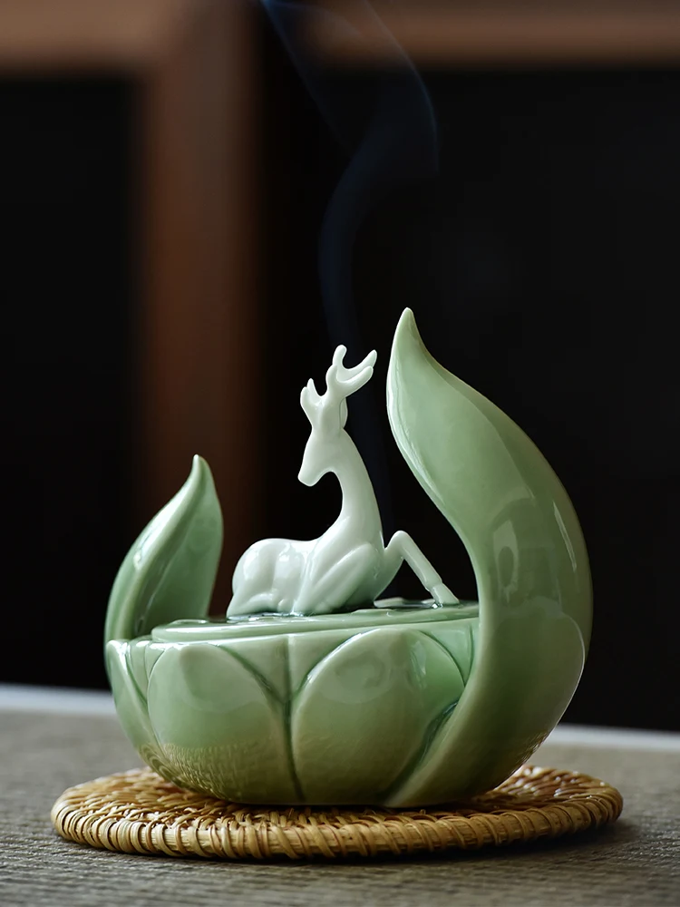 

Ceramic Plate Incense Burner Home Indoor Incense Sandalwood Agarwood Zen Lotus Aromatherapy Burner Tea Ceremony