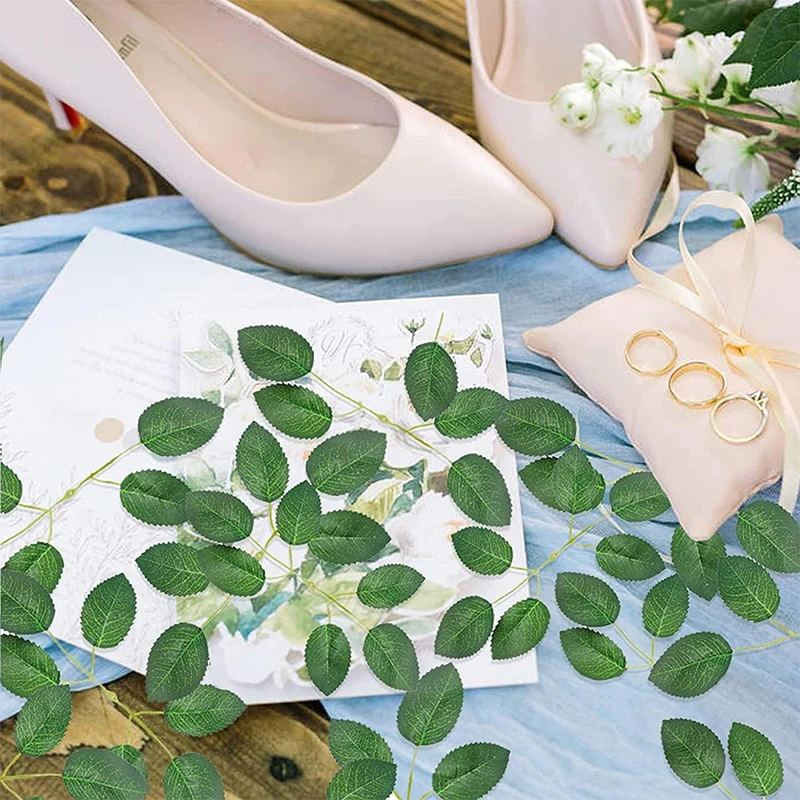 30/50 Stück künstliche grüne Blätter, Rosenblätter, Weihnachtsdekoration für DIY, Zuhause, Hochzeit, Braut, Handgelenk, dekoratives Blatt, künstliche Pflanze – Detail 7