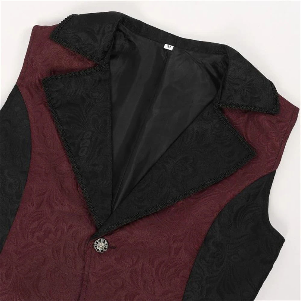One Breasted Victorian Sleeveless Outerwear Tailcoat Cosplay Prom Costumes Gilet Men Medieval Jacquard Steampunk Gothic Vest
