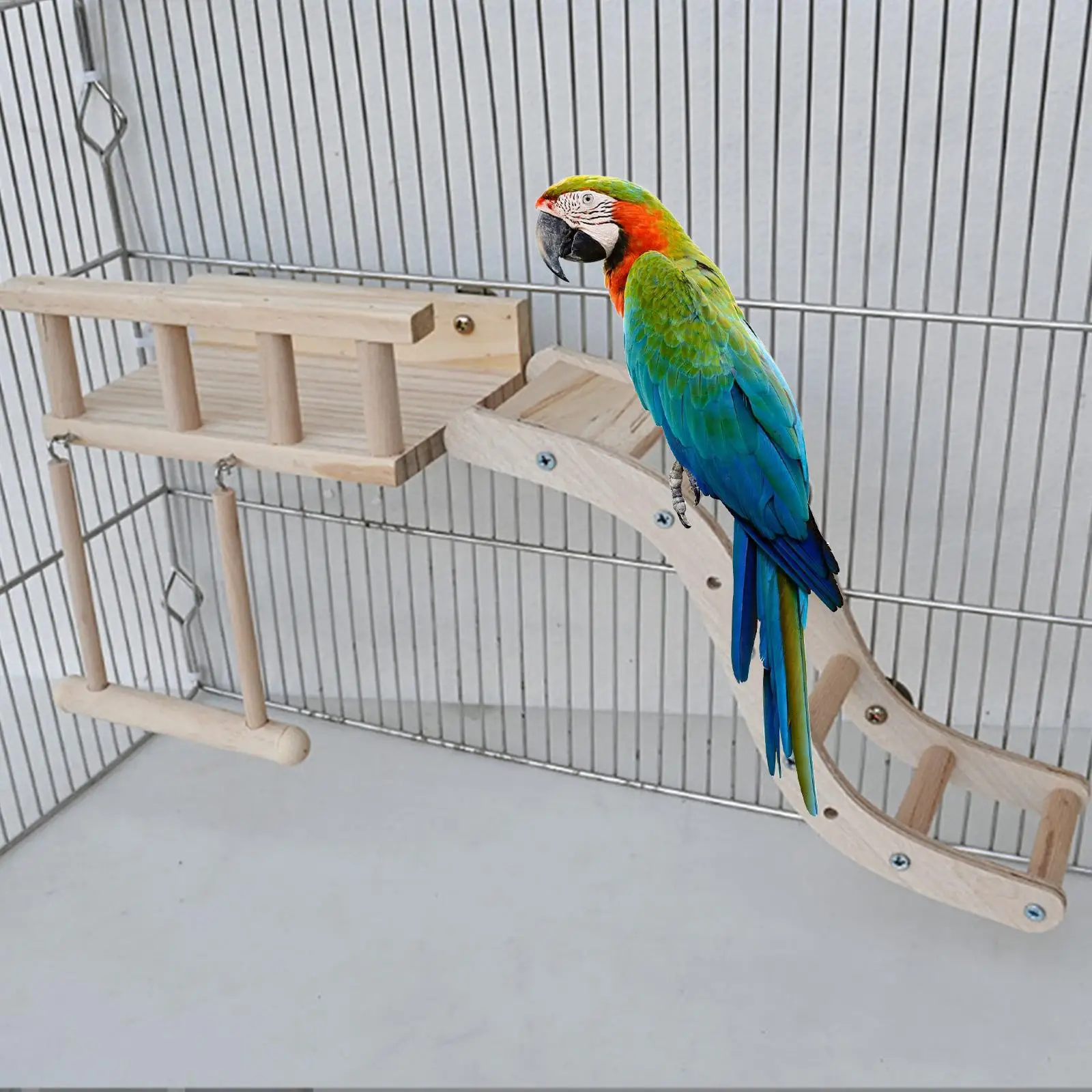 Wooden Bird Perches Bird Chewing Toy Sturdy Multiuse Birdcage Climbing Toy for Bluebird Parakeet Hamster Cockatiel Playing