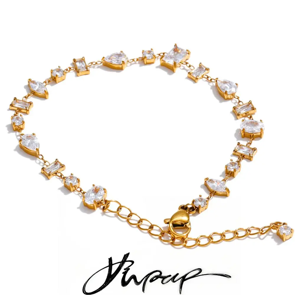Yhpup Womens Cubic Zirconia Chain Bracelet Bangle