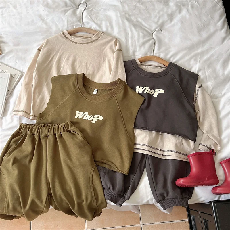 

Boys Sweatshirts +Pants Kids Suits Tracksuit 2PCS/Set 2023 Sweet Spring Autumn Cotton Outfits Sport Teenagers Children Clothing